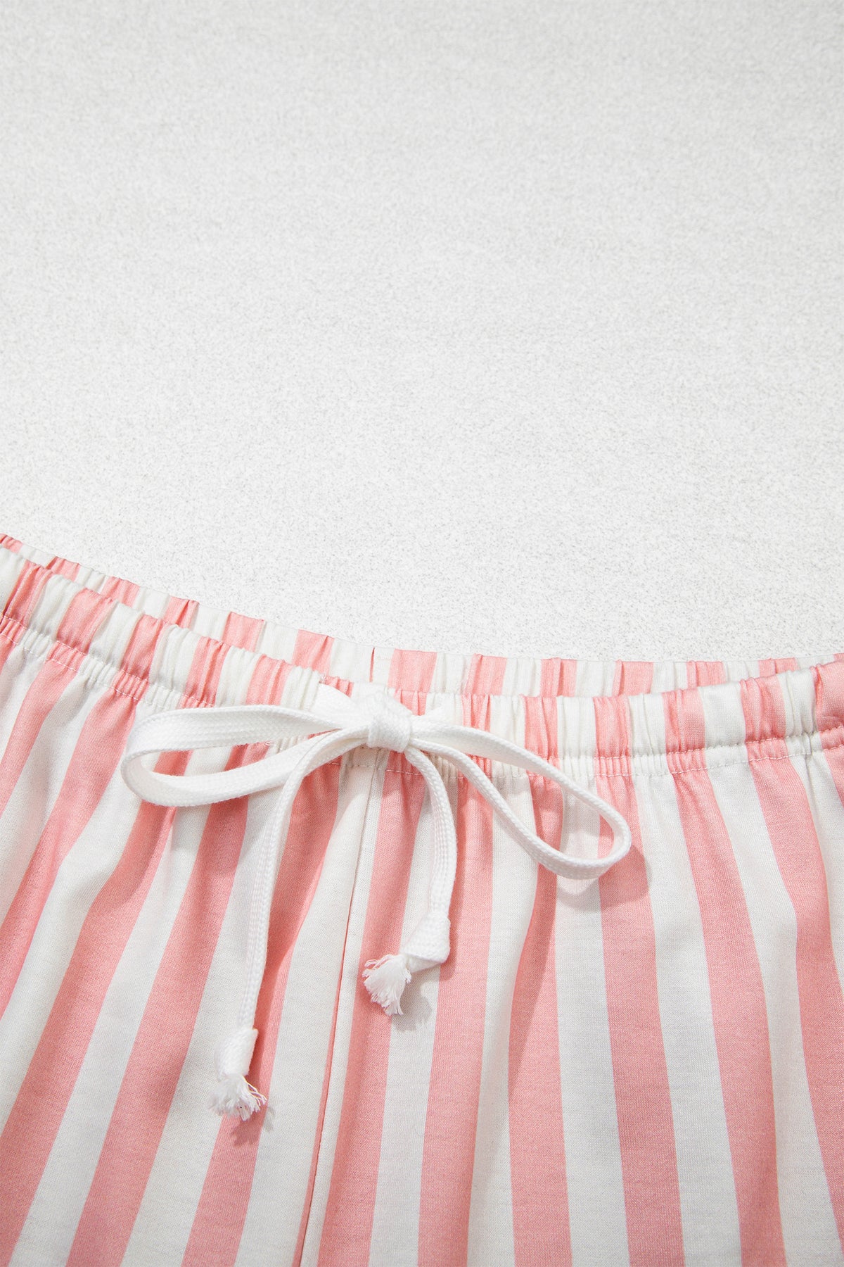 Gossamer Pink Striped Color Block Pullover Top Drawstring Shorts Set