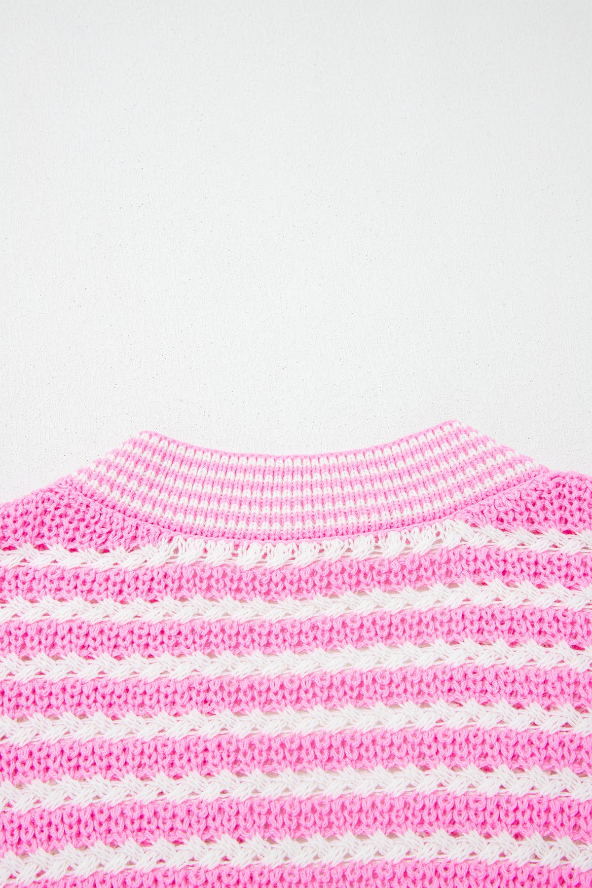 Green Stripe Short Sleeve Knit V Neck Bow Knot Sweater