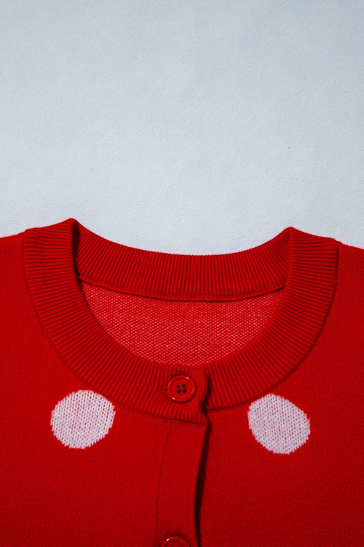 Fiery Red Casual Polka Dot Button Front Long Sleeve Sweater Cardigan
