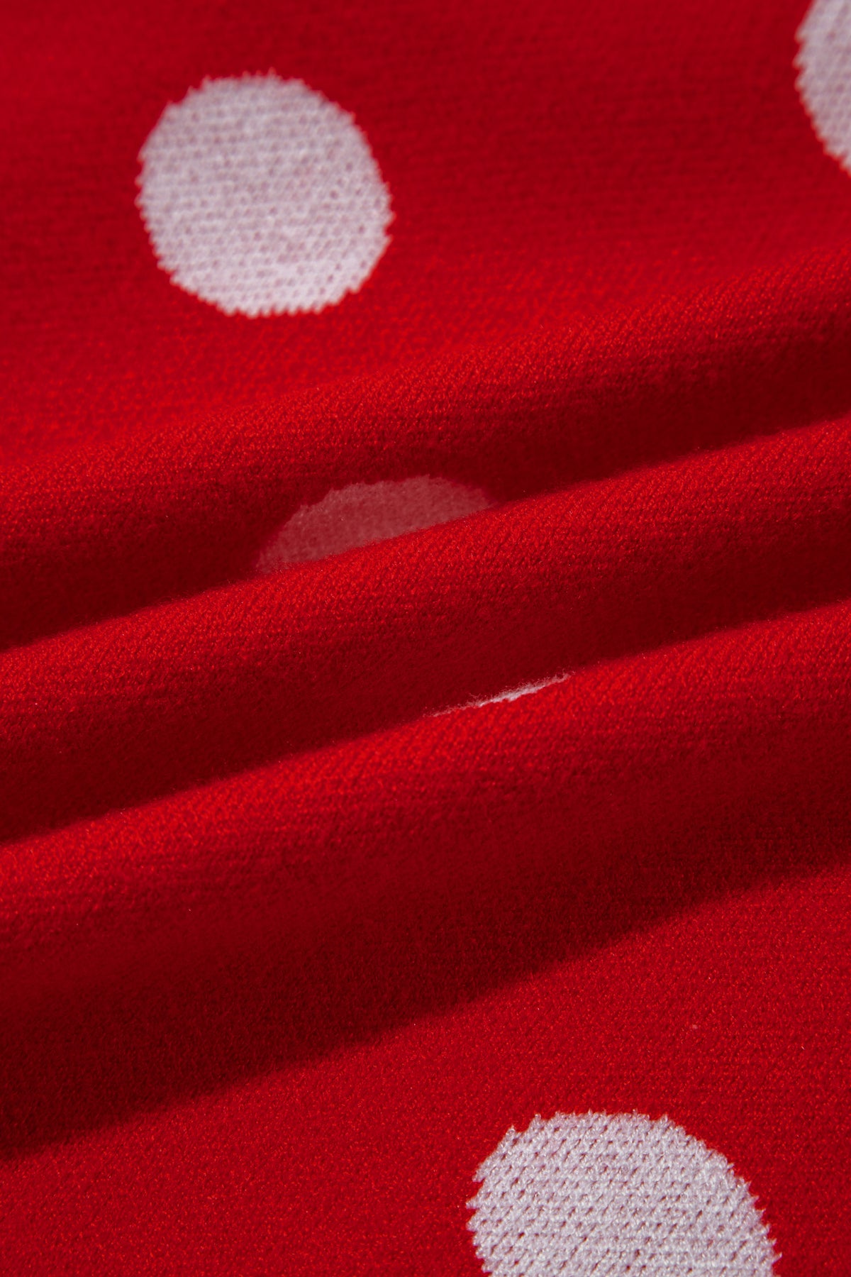 Fiery Red Casual Polka Dot Button Front Long Sleeve Sweater Cardigan