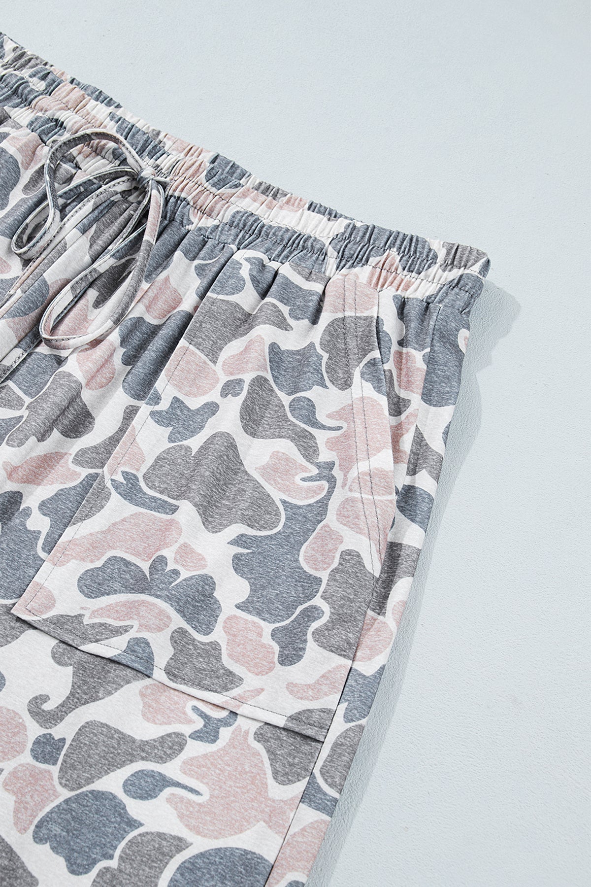 Khaki Camouflage Print Patch Pockets Ankle-Length Plus Size Pants