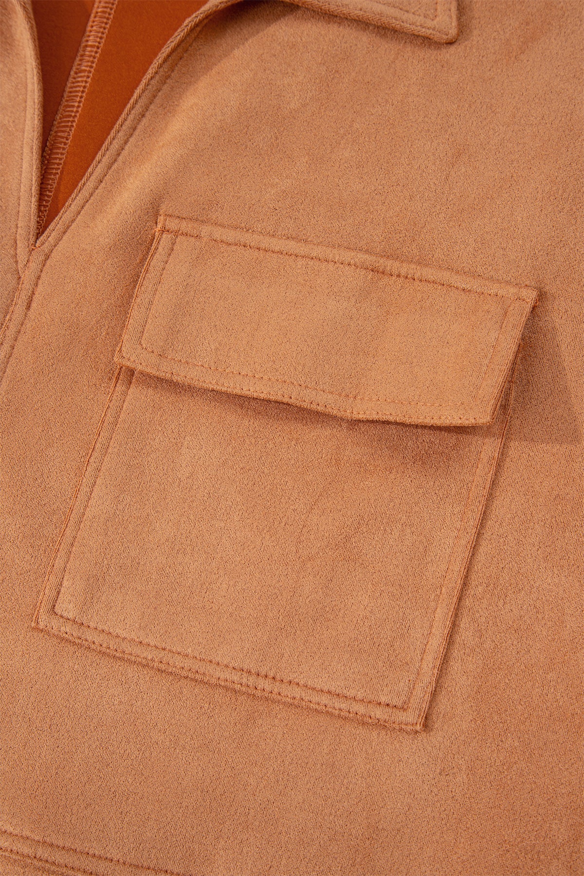 Thai Curry Collared V Neck Faux Suede Short Sleeve Shift Mini Dress