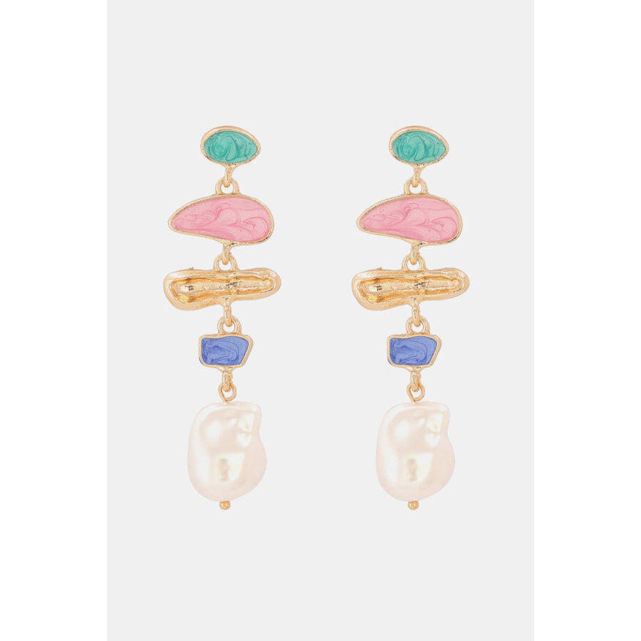 Abnormal Shpae Zinc Alloy Synthetic Pearl Dangle Earrings Multicolor / One Size