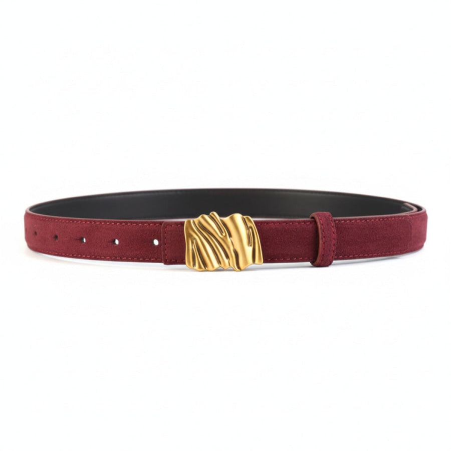 Abstract Buckle Leather Belt Red / One Size Apparel and Accessories
