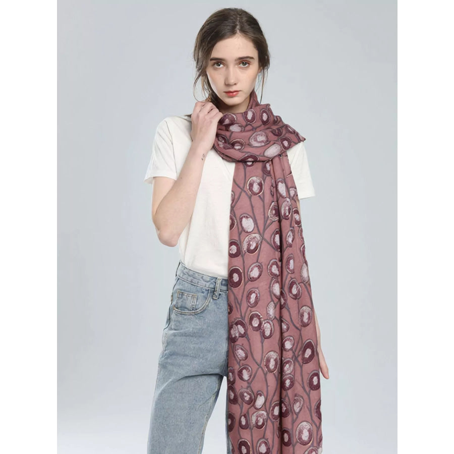 Abstract Circle Print Lightweight Fashion Scarf Pink / One Size Apparel and Accessories