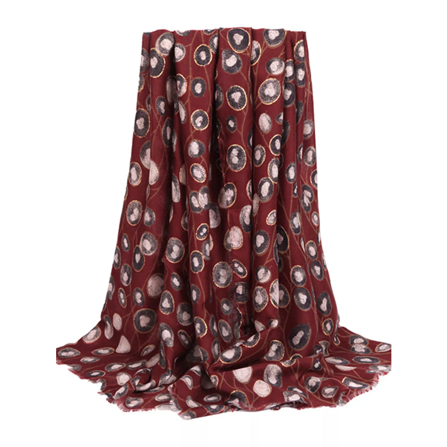 Abstract Circle Print Lightweight Fashion Scarf Red / One Size Apparel and Accessories