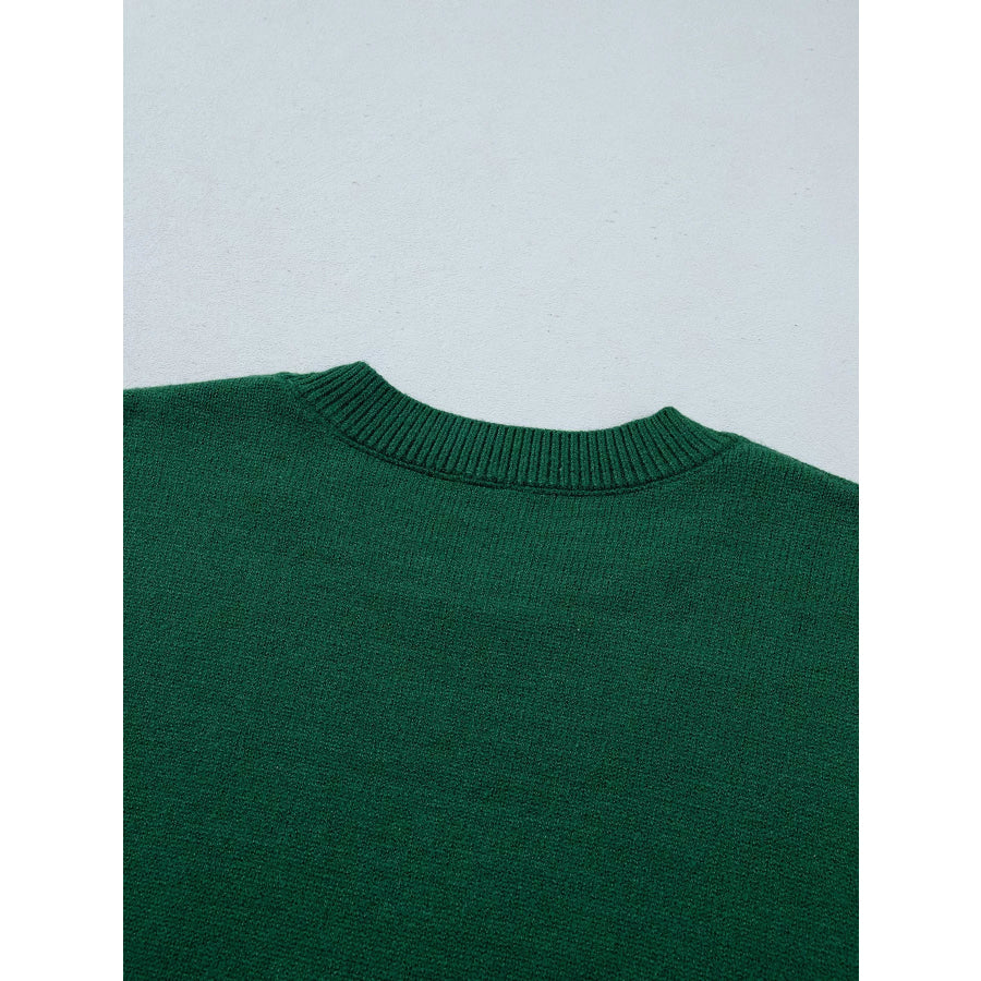 Abstract Dog Embroidery Christmas Round Neck Sweater Apparel and Accessories