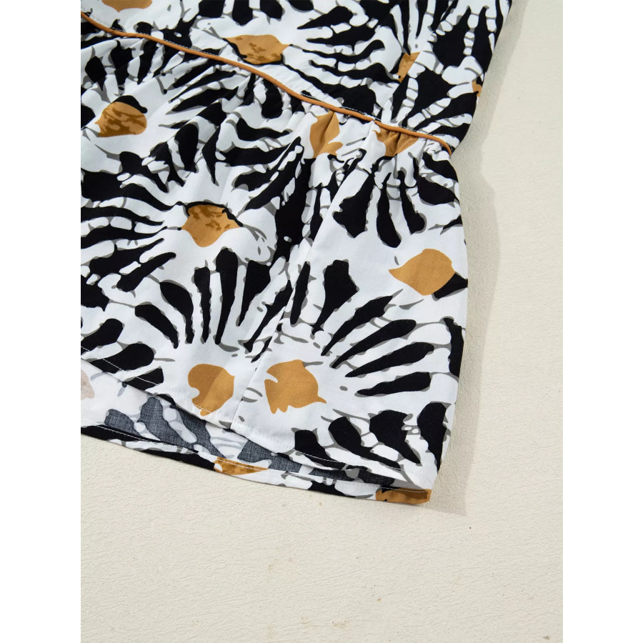 Abstract Floral Print Split Notched Dress Apparel and Accessories