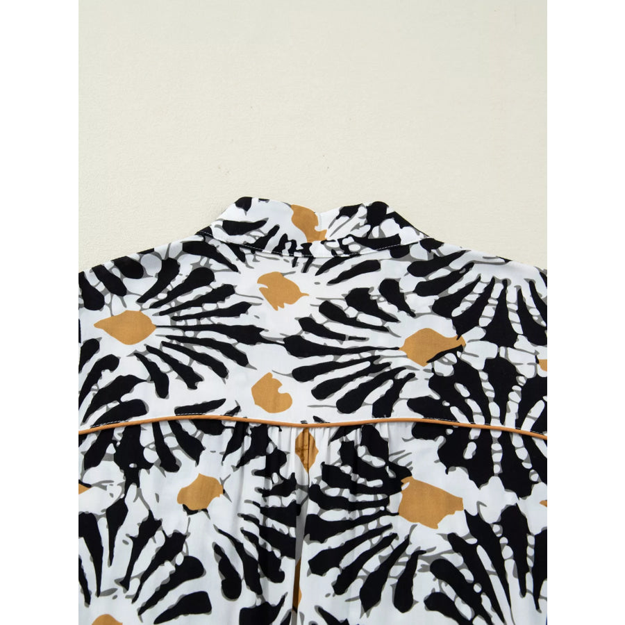 Abstract Floral Print Split Notched Dress Apparel and Accessories