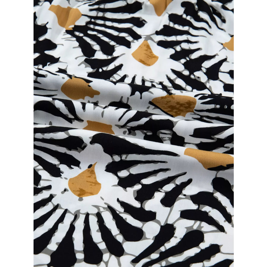 Abstract Floral Print Split Notched Dress Apparel and Accessories