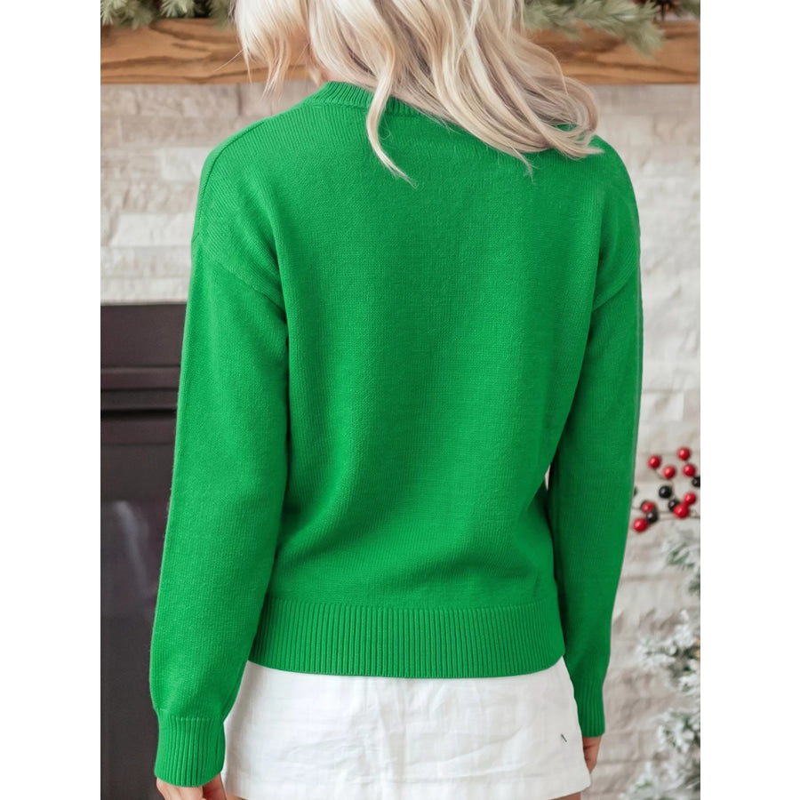 Abstract Patch Embroidery Christmas Pullover Sweater Apparel and Accessories