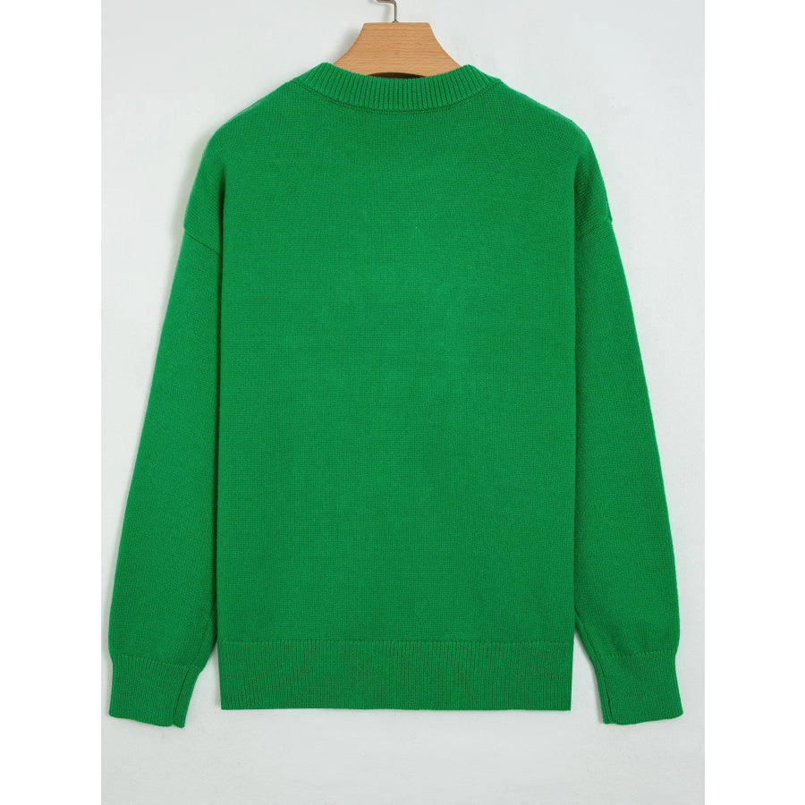 Abstract Patch Embroidery Christmas Pullover Sweater Apparel and Accessories