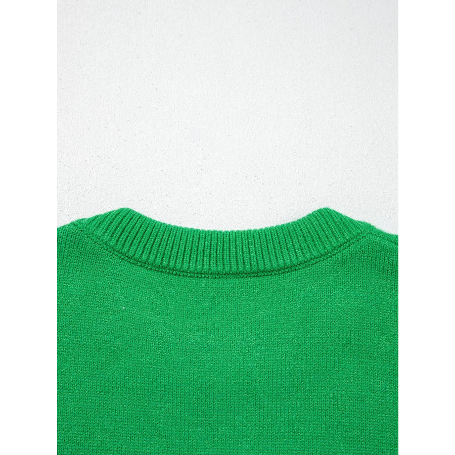 Abstract Patch Embroidery Christmas Pullover Sweater Apparel and Accessories