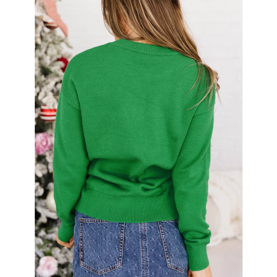 Abstract Patch Embroidery Christmas Pullover Sweater Apparel and Accessories