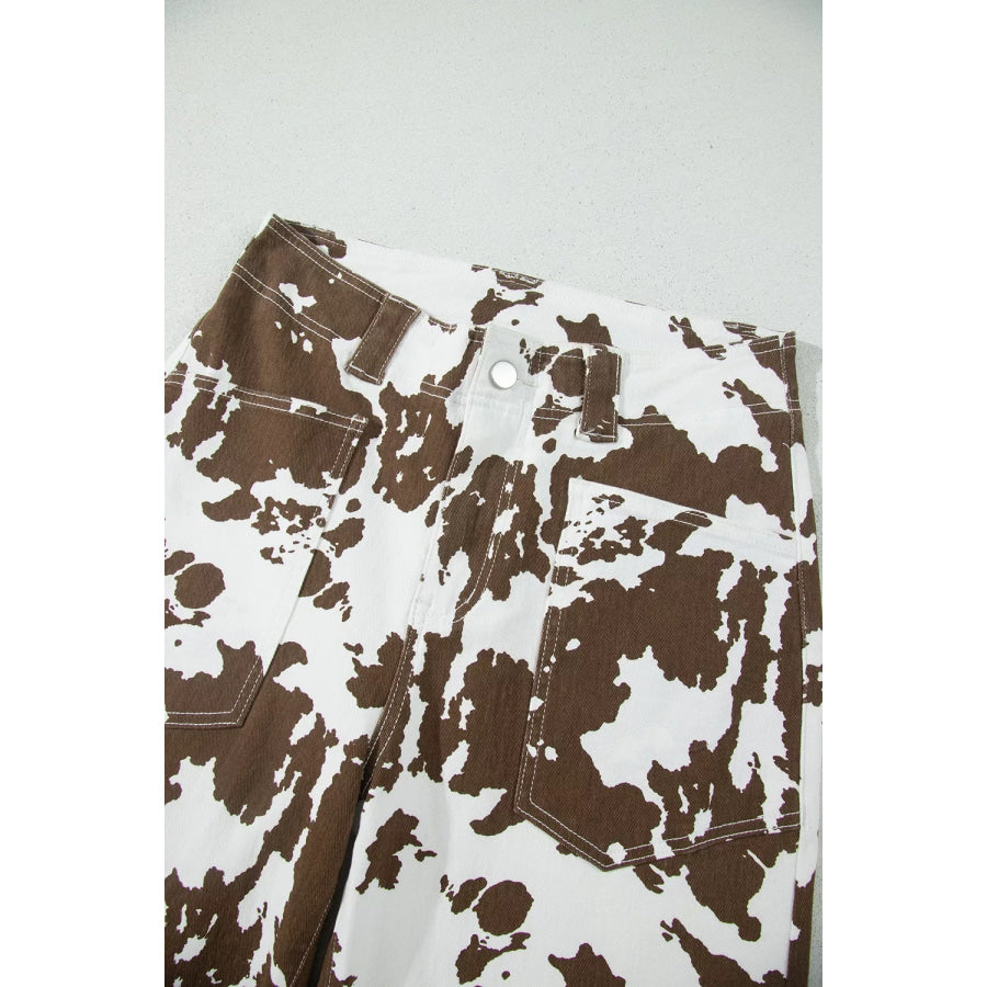 Abstract Pattern Regular Fit Full-Length Western Style Jeans Apparel and Accessories