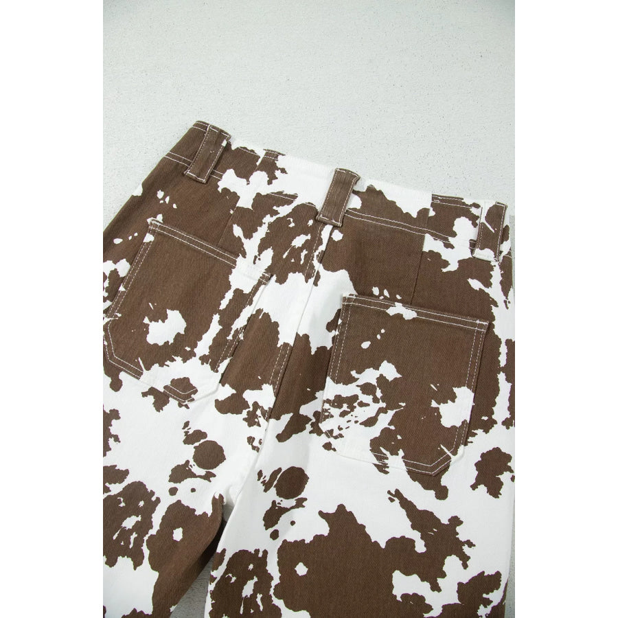 Abstract Pattern Regular Fit Full-Length Western Style Jeans Apparel and Accessories