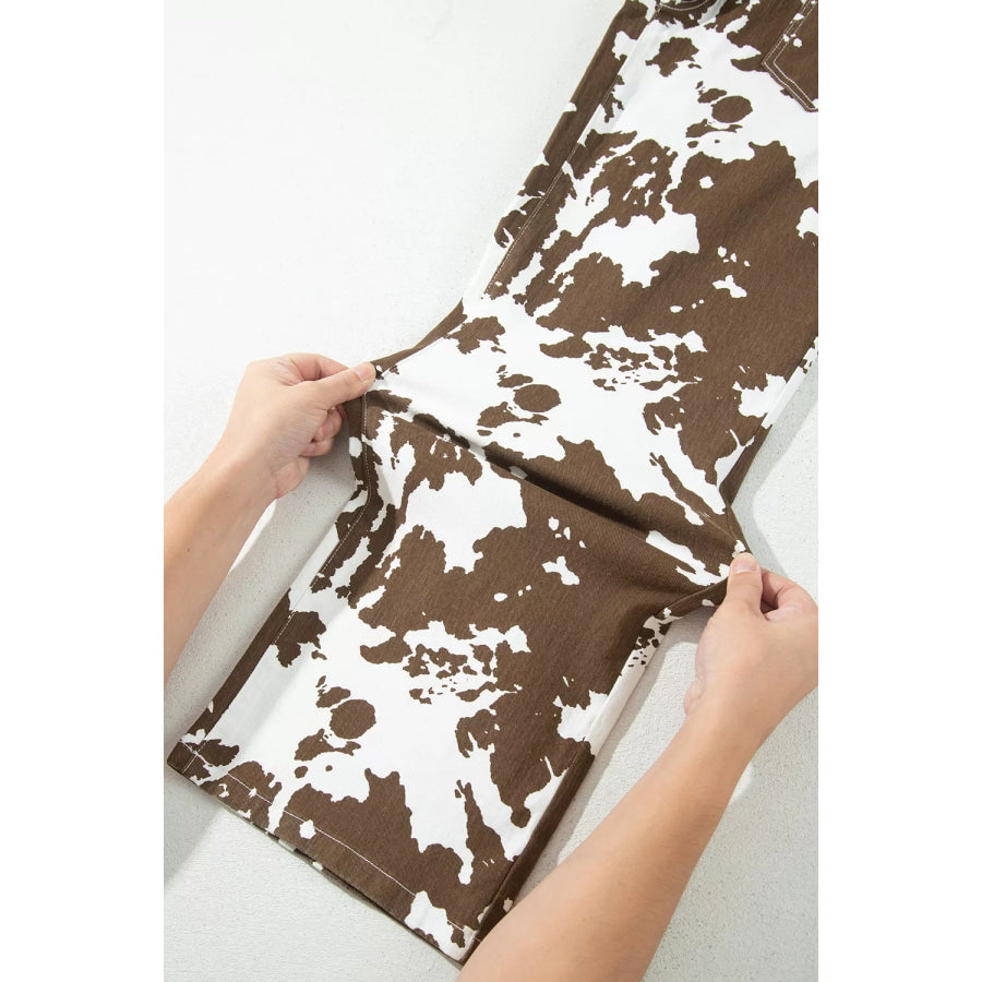 Abstract Pattern Regular Fit Full-Length Western Style Jeans Apparel and Accessories
