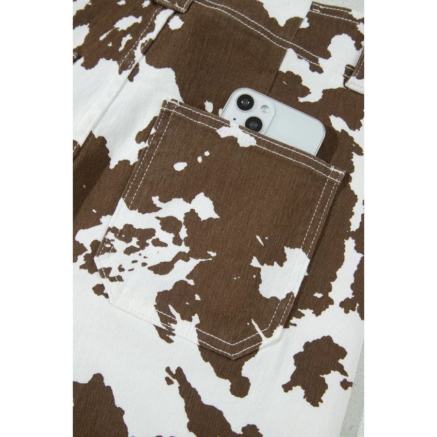 Abstract Pattern Regular Fit Full-Length Western Style Jeans Apparel and Accessories