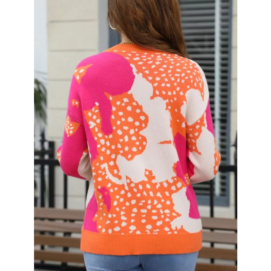 Abstract Pattern Round Neck Sweater Apparel and Accessories