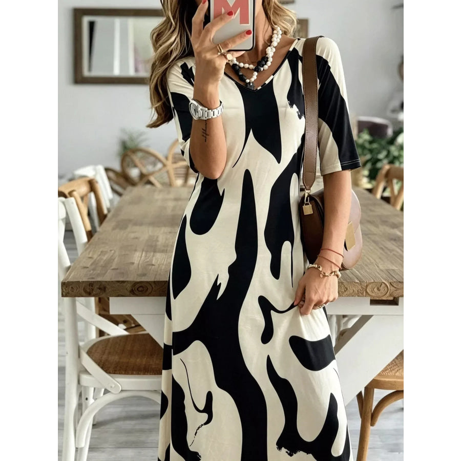 Abstract Print Casual Maxi Dress Apparel and Accessories