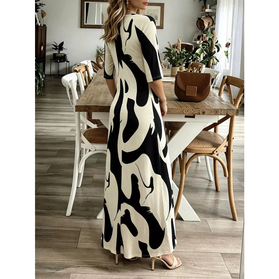Abstract Print Casual Maxi Dress Apparel and Accessories