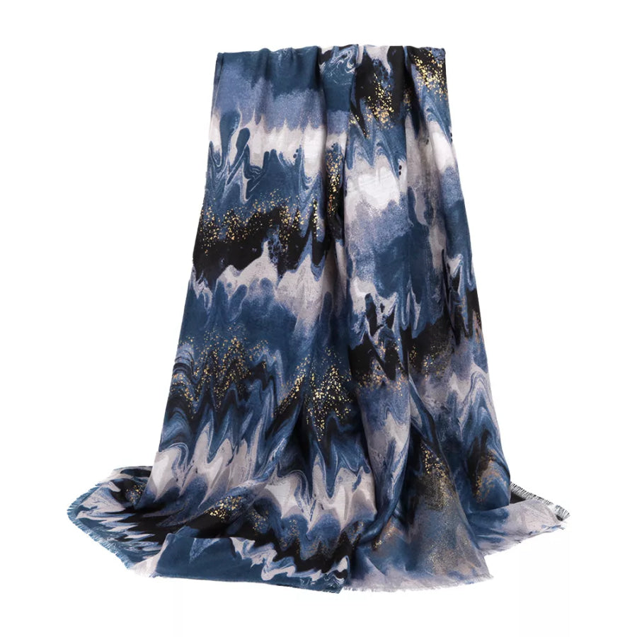 Abstract Print Lightweight Fashion Scarf Blue / One Size Apparel and Accessories