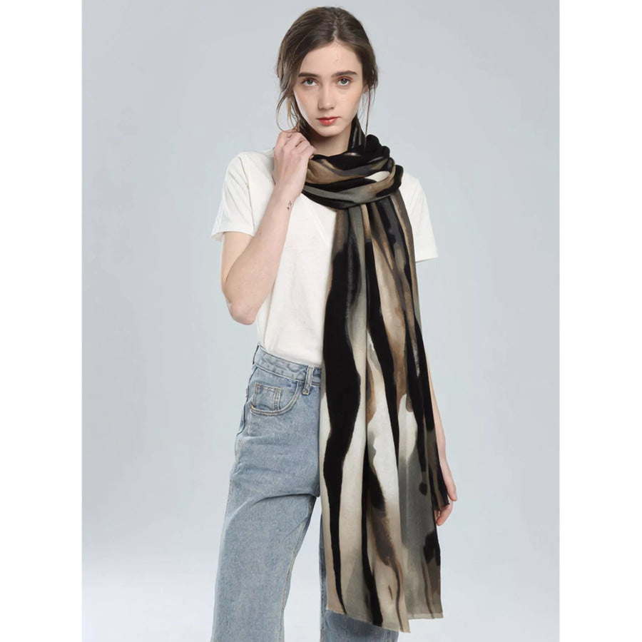 Abstract Print Lightweight Scarf Green / One Size Apparel and Accessories