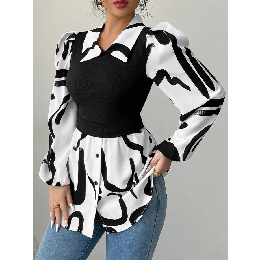 Abstract Print Long Sleeve Blouse Apparel and Accessories
