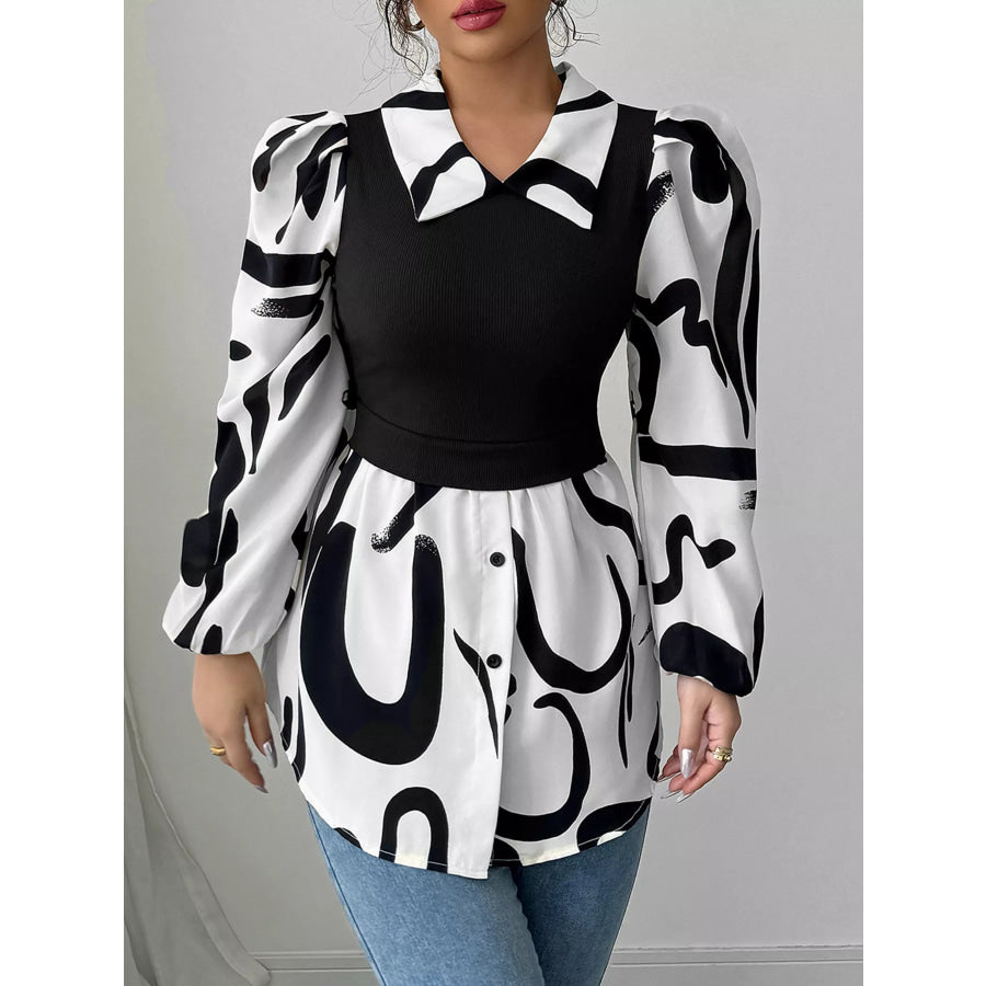Abstract Print Long Sleeve Blouse Apparel and Accessories