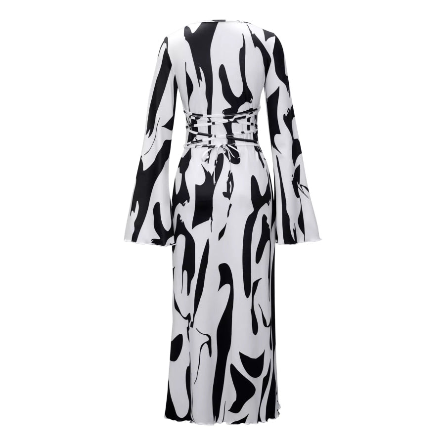 Abstract Print Long Sleeve Maxi Dress Apparel and Accessories