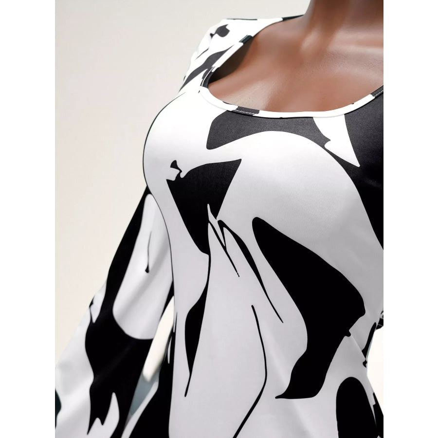 Abstract Print Long Sleeve Maxi Dress Apparel and Accessories