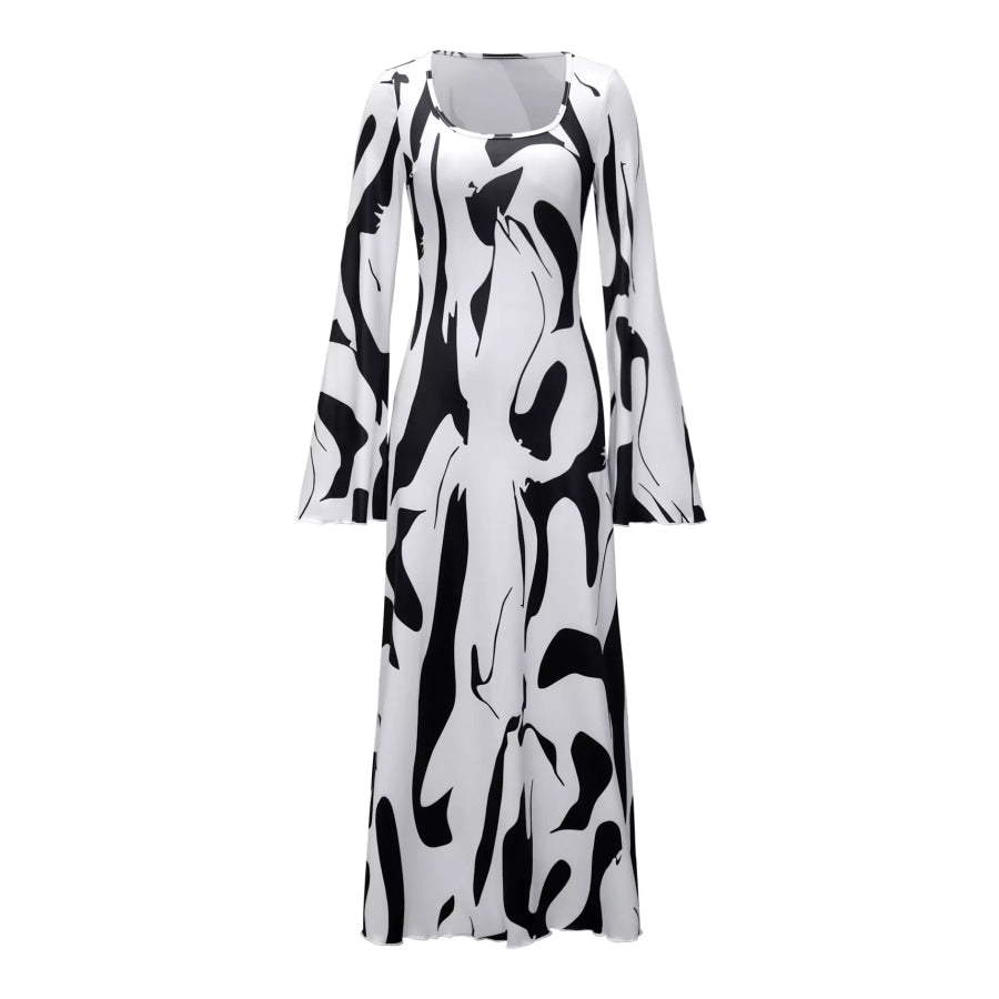 Abstract Print Long Sleeve Maxi Dress Apparel and Accessories