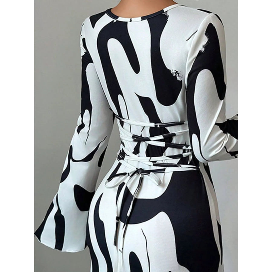 Abstract Print Long Sleeve Maxi Dress Apparel and Accessories