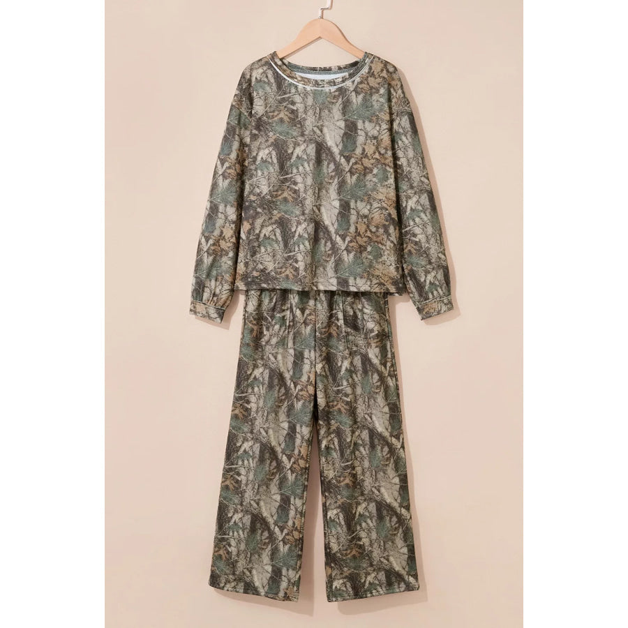 Abstract Print Long Sleeve Pant Set Apparel and Accessories