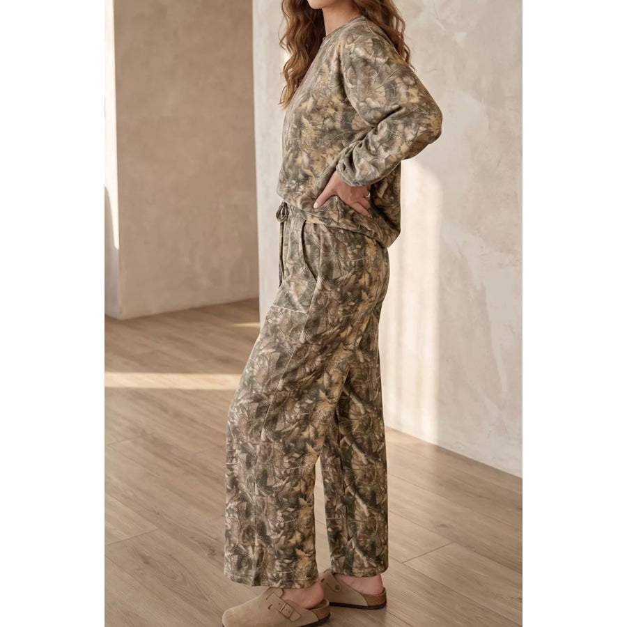 Abstract Print Long Sleeve Pant Set Apparel and Accessories