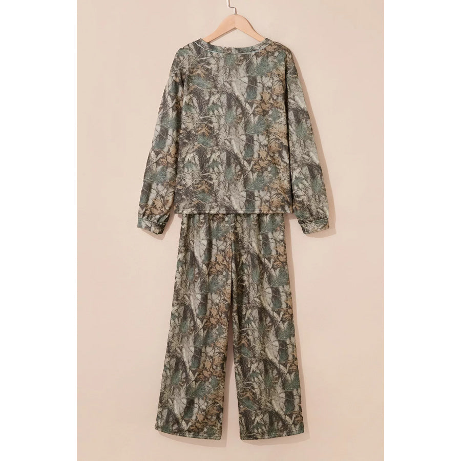 Abstract Print Long Sleeve Pant Set Apparel and Accessories