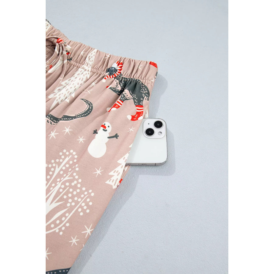 Abstract Print Long Sleeve Top and Pants Two Piece Lounge Set Apparel Accessories