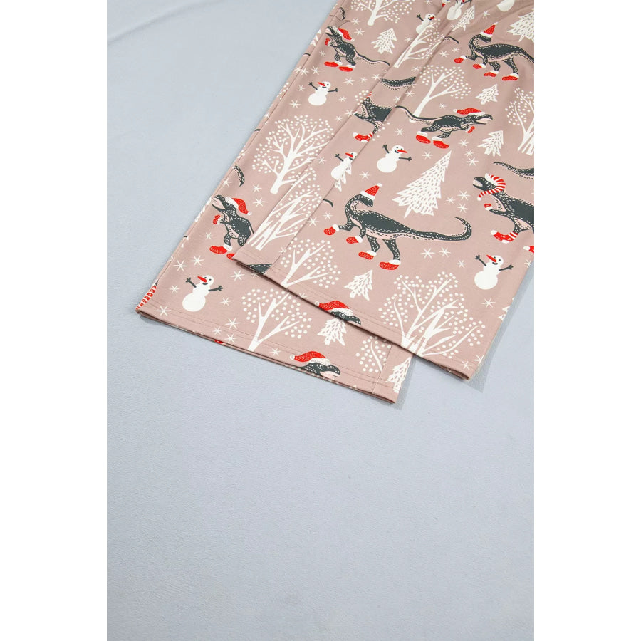 Abstract Print Long Sleeve Top and Pants Two Piece Lounge Set Apparel Accessories