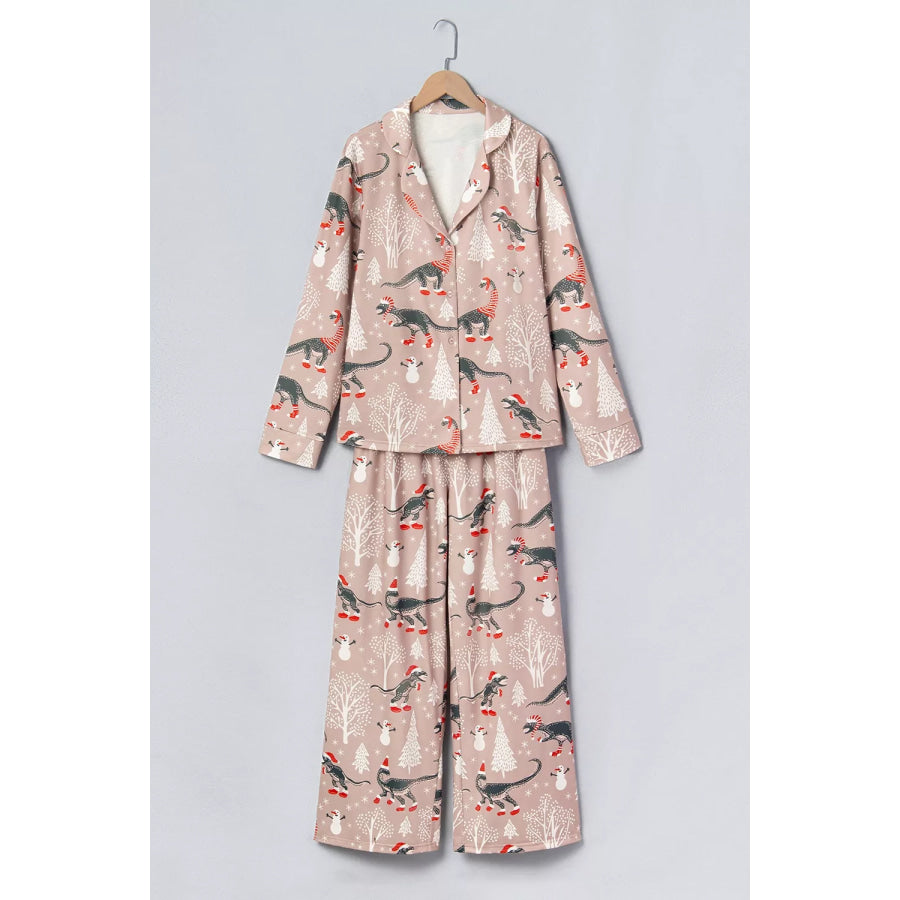 Abstract Print Long Sleeve Top and Pants Two Piece Lounge Set Apparel Accessories