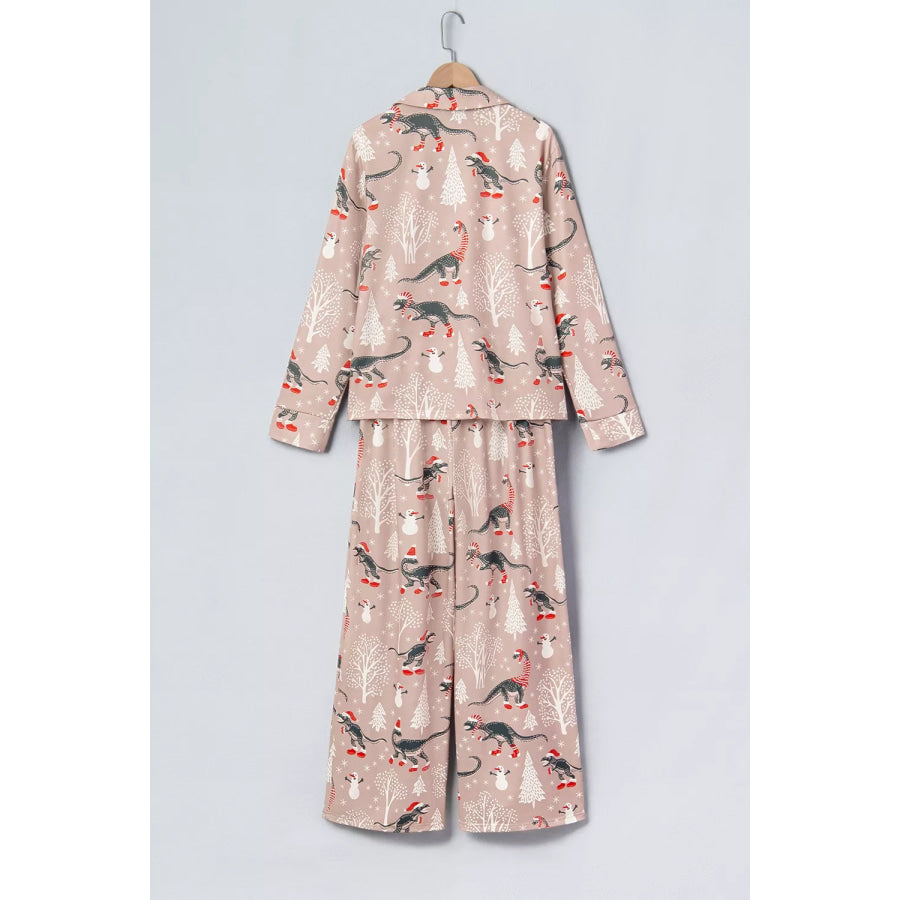 Abstract Print Long Sleeve Top and Pants Two Piece Lounge Set Apparel Accessories