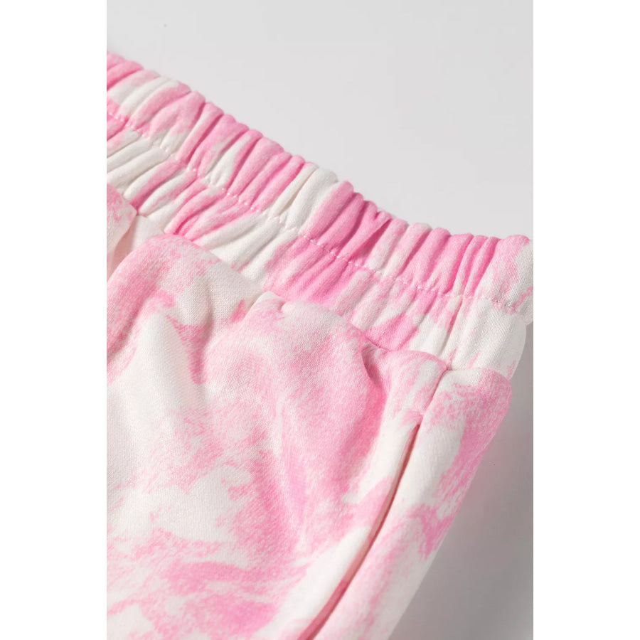 Abstract Print Loose Hoodie Slim Shorts 2pcs Set Apparel and Accessories