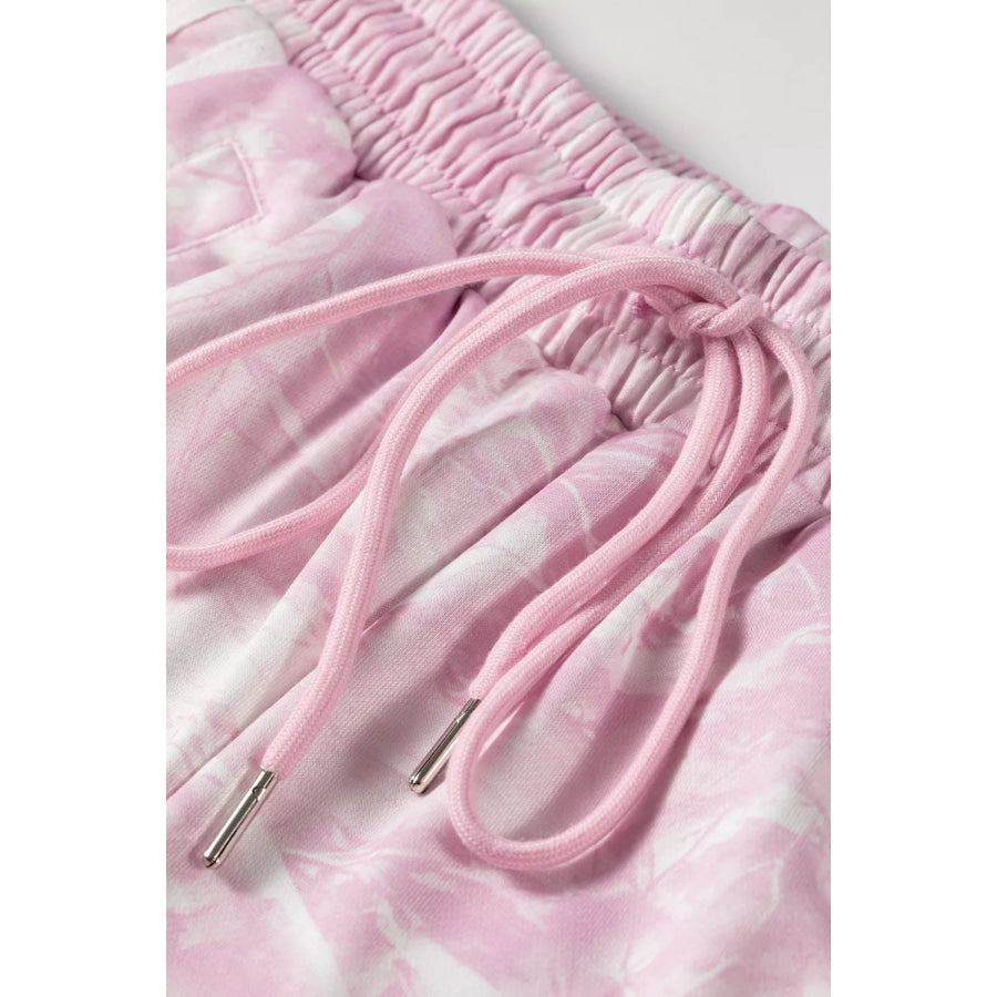 Abstract Print Side Stripe Detail Long Sleeve Top Loose Pants Set Apparel and Accessories