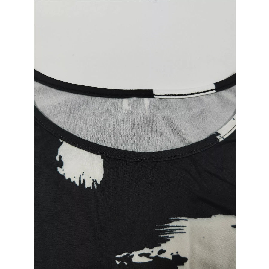 Abstract Print Sleeveless Top & Wide Leg Pants Set Apparel and Accessories