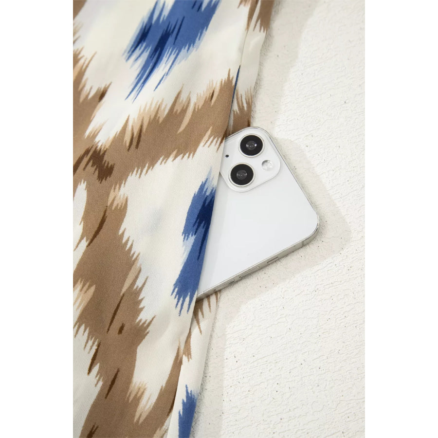 Abstract Print V Neck Sleeveless Midi Dress Apparel and Accessories