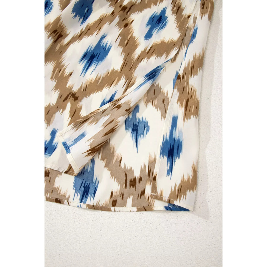 Abstract Print V Neck Sleeveless Midi Dress Apparel and Accessories