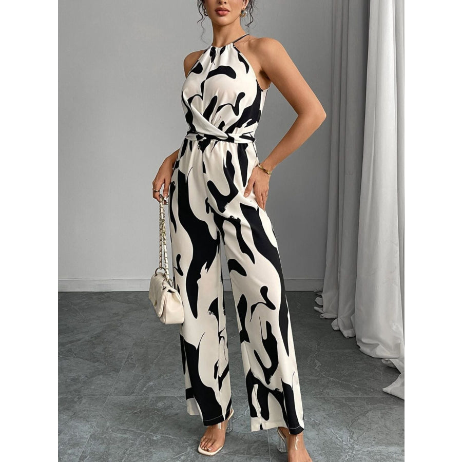 Abstract Print Wide Leg Jumpsuit Apparel and Accessories