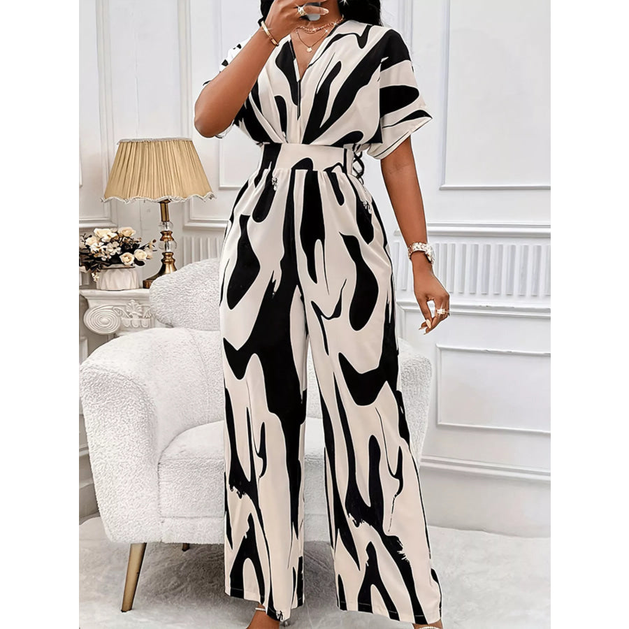 Abstract Print Wide-Leg Jumpsuit Apparel and Accessories