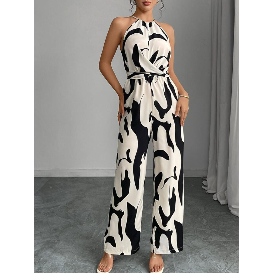 Abstract Print Wide Leg Jumpsuit Apparel and Accessories