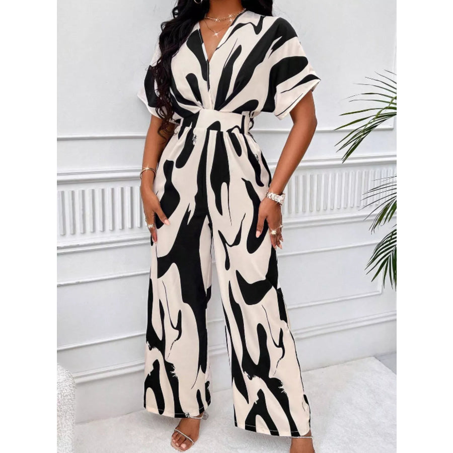 Abstract Print Wide-Leg Jumpsuit Apparel and Accessories