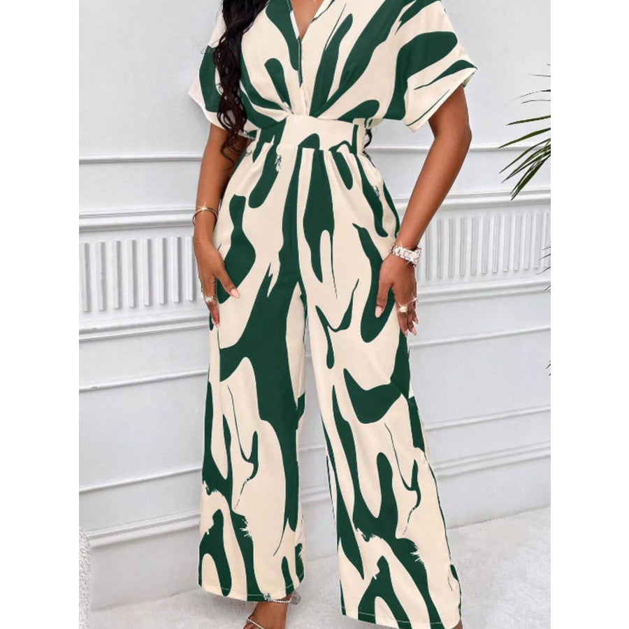 Abstract Print Wide-Leg Jumpsuit Apparel and Accessories